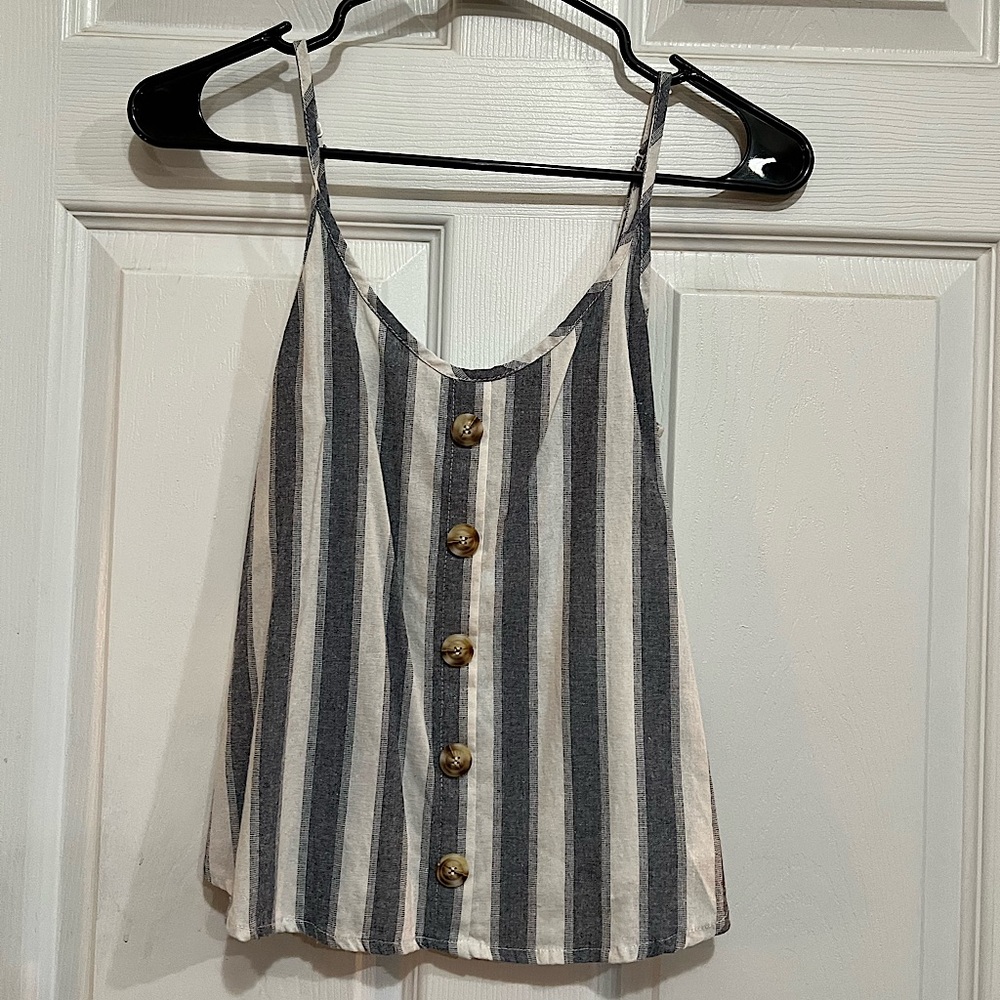Blue & white striped tank